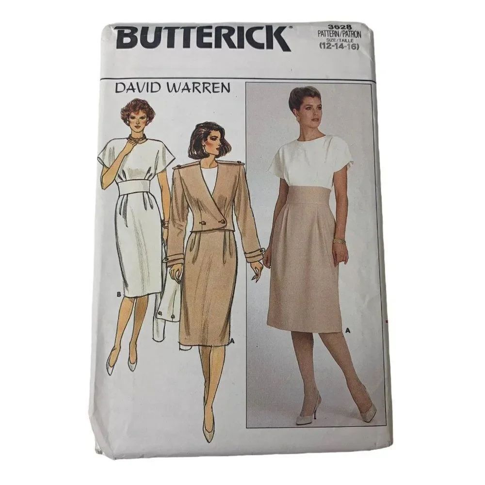 Vintage Butterick 3628 Pattern Misses 6-16 Jacket Fitted Dress Lined Uncut
